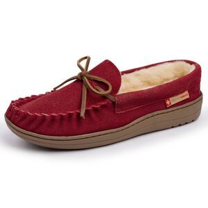 Alpine Swiss Sabine Womens Suede Shearling Moccasin Slippers House Shoes Slip On